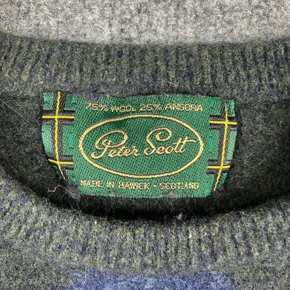 Peter Scott Sweater Mens Size 46 Green Argyle Wool Blend Pullover Knit Vintage - Picture 2 of 8